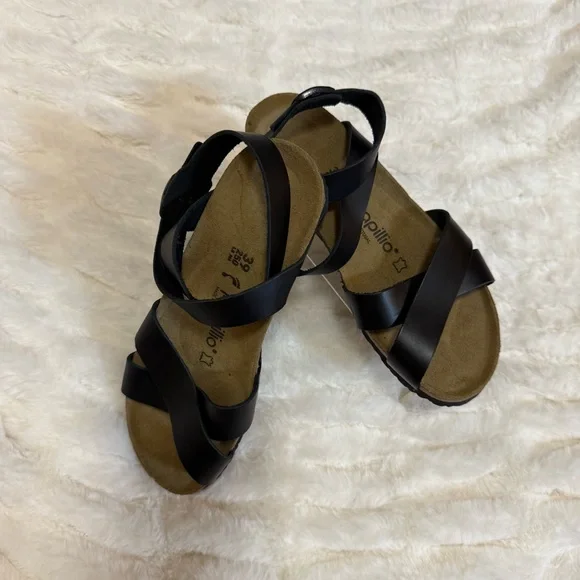 Birkenstock Papillio Black Sandals with Cork Footbed and Buckle Straps - Picture 7 of 7